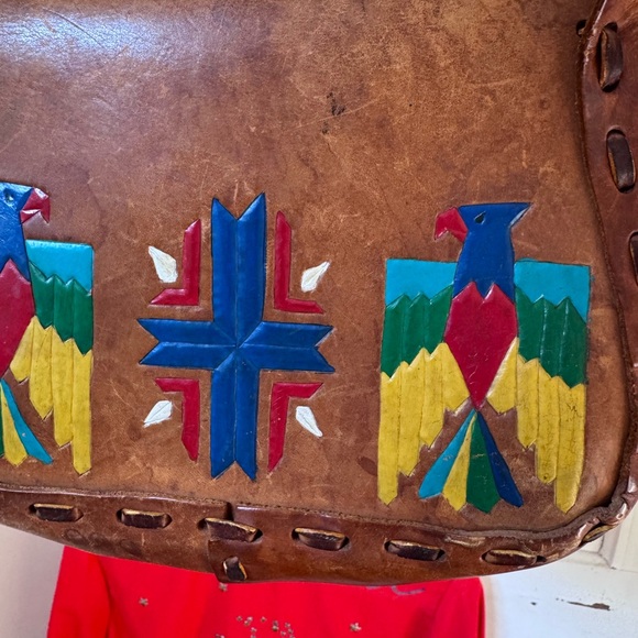 Western Vintage Red Studded Jean Jacket & Matching Leather Purse - Picture 9 of 9